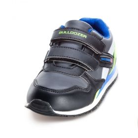 Детски маратонки с лепенки в черно със синьо Булдозер K71081