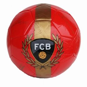 Червена футболна топка Барса с автографи 