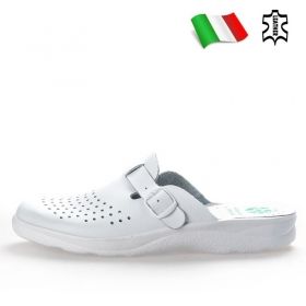 Мъжки италиански кожени медицински чехли в бяло 