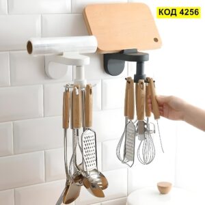 Стенна въртяща се закачалка за кухненски прибори - лепяща