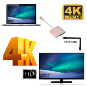 Конвертор адаптер от USB Type C към HDMI, USB 3.00 и Type