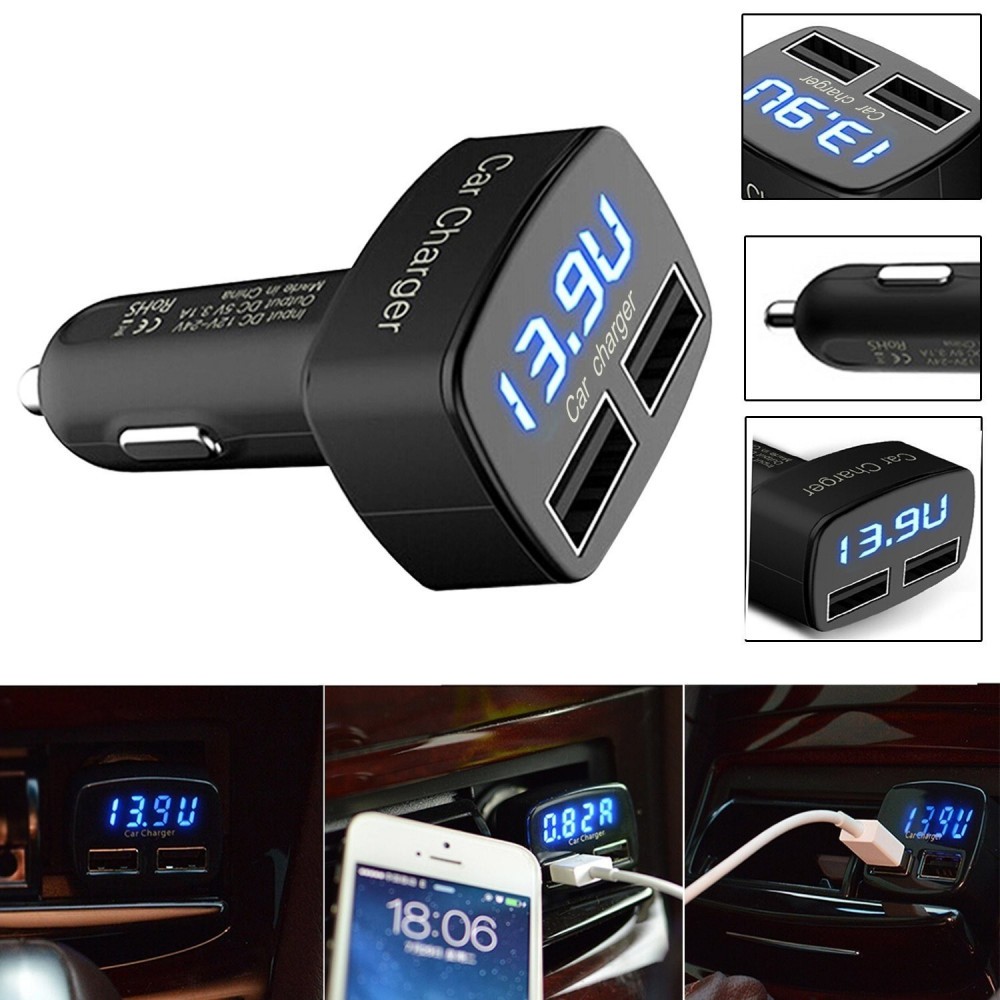 4 в 1 Зарядно за кола с 2 usb 3.1A Волтметър, Амперметър - Image 8