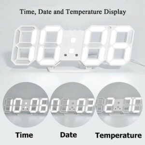 3D LED Дигитален часовник за стена и бюро с термометър и аларма