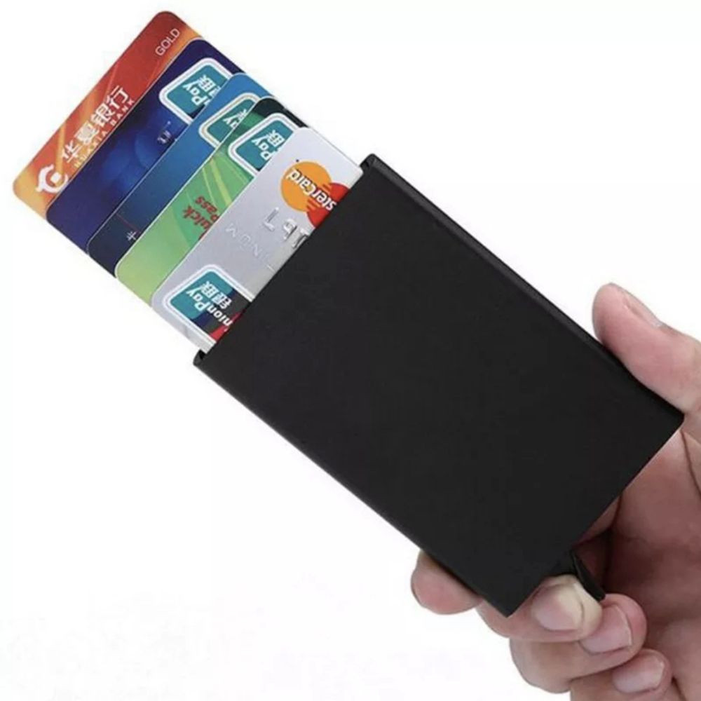 Черен Картодържател с RFID Защита за Безконтактни Карти - Алуминиев - Image 6
