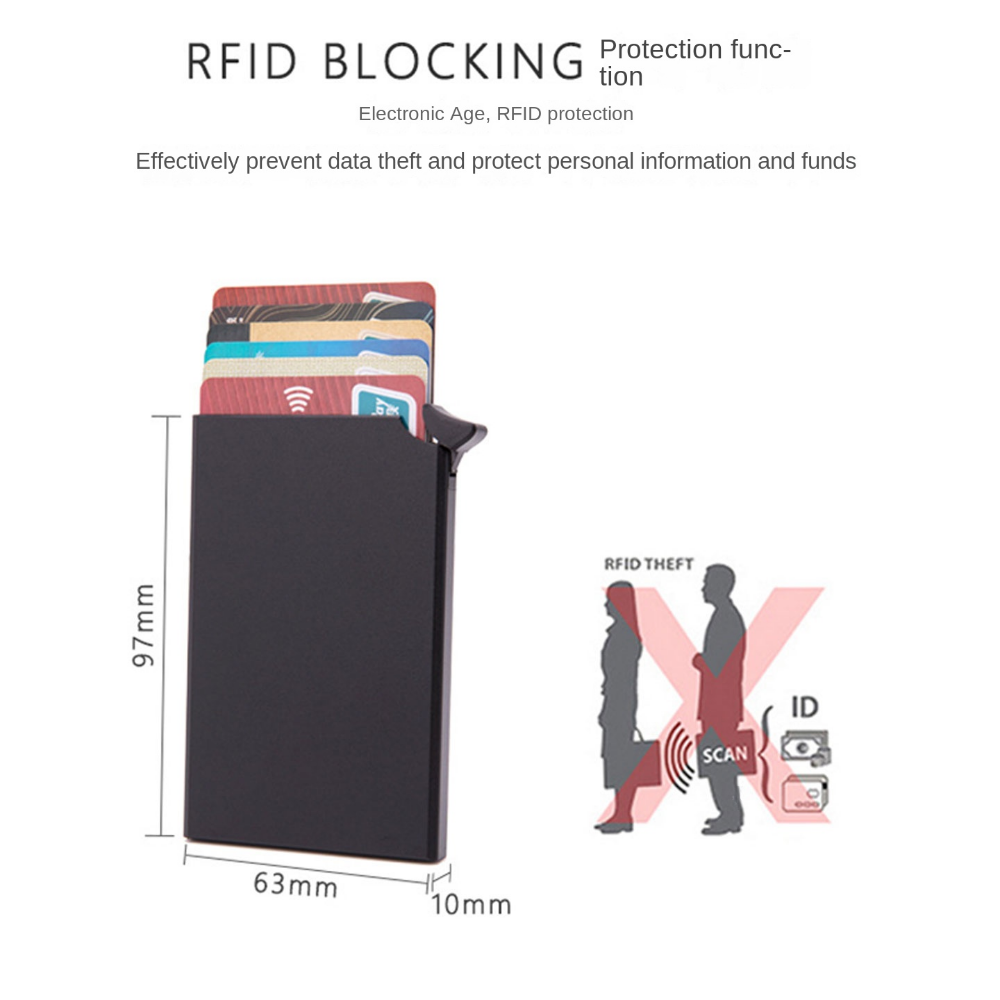 Черен Картодържател с RFID Защита за Безконтактни Карти - Алуминиев - Image 8