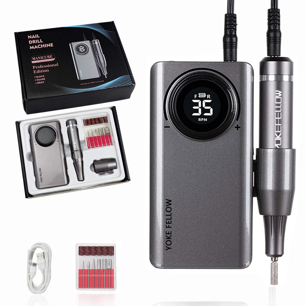Фреза за нокти, за маникюр-педикюр, електрическа пила за нокти 35000 RPM, безжична работа, с дисплей - Image 11