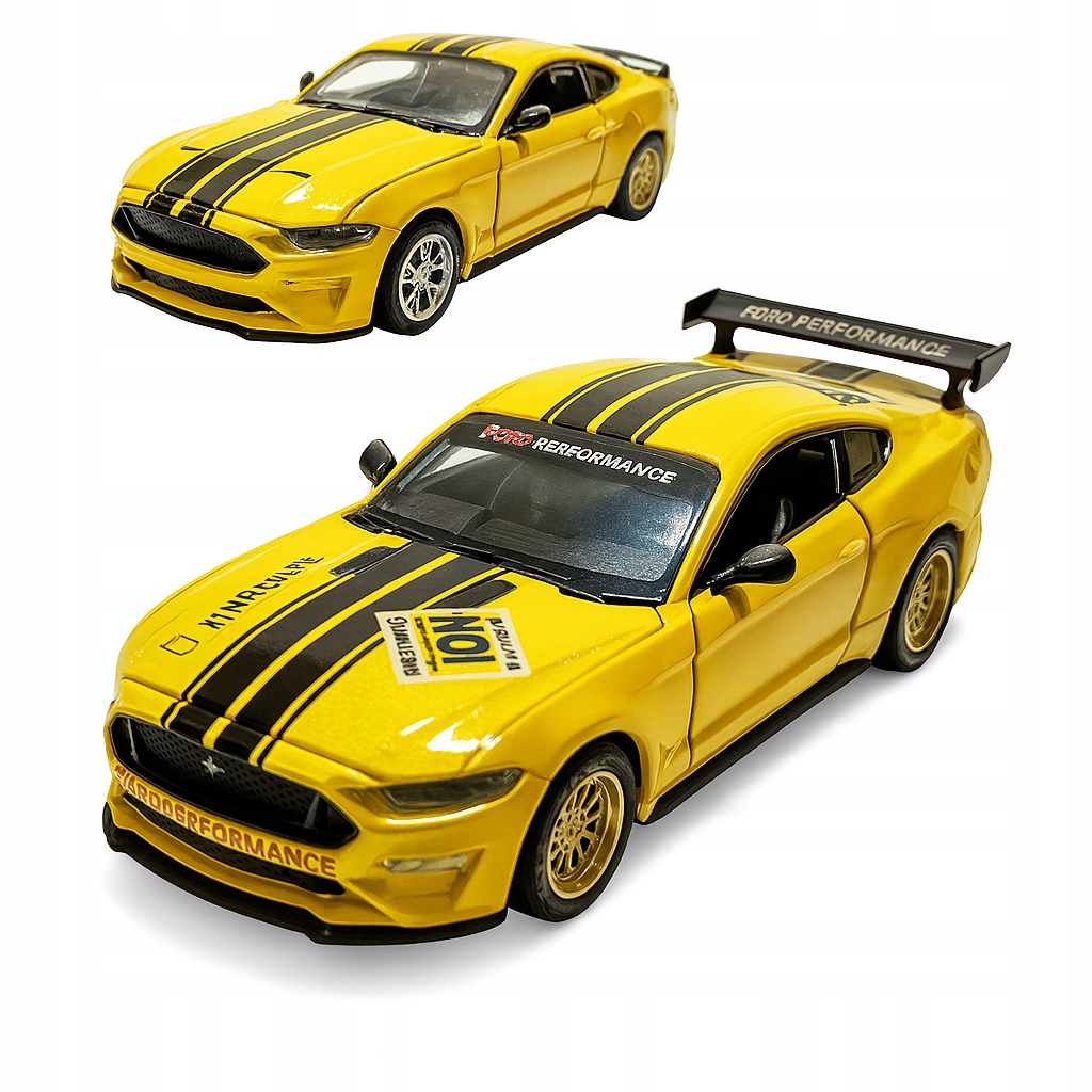 Жълт Метален Макет на Ford Mustang GT 1:24