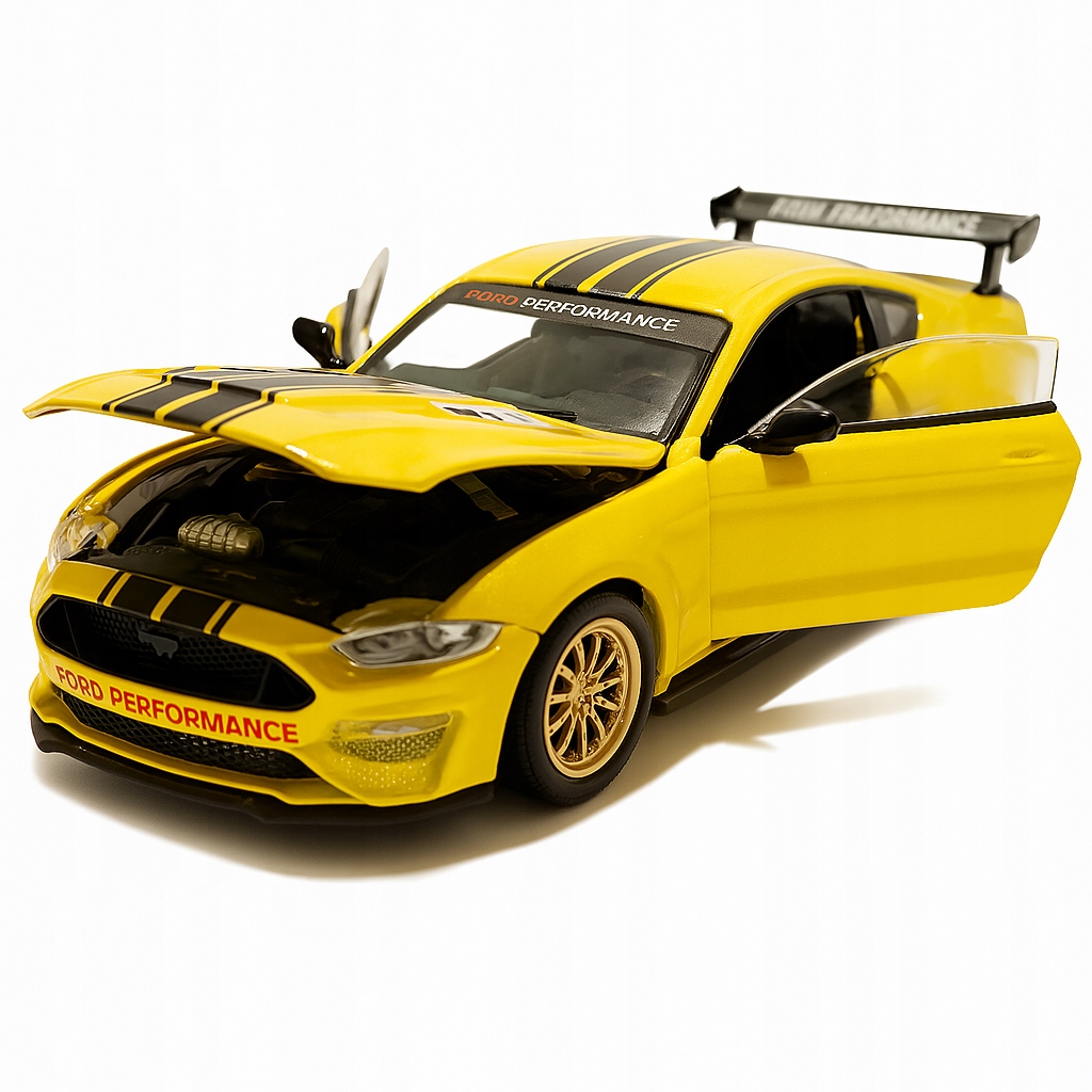 Жълт Метален Макет на Ford Mustang GT 1:24 - Image 4