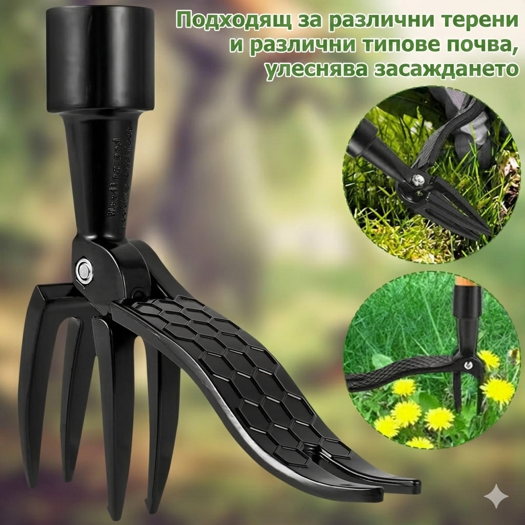 Метален уред за изкореняване на плевели с четири остри нокътя - Image 4