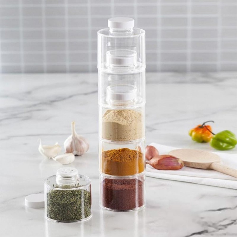 Комплект За подправки Spice Tower, 6бр контейнера за подправки, Безцветен - Image 3