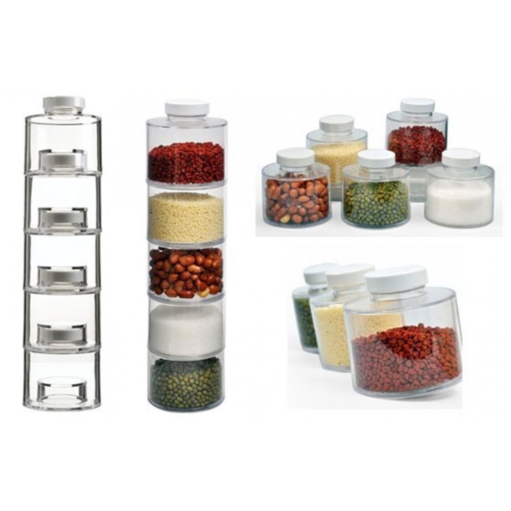 Комплект За подправки Spice Tower, 6бр контейнера за подправки, Безцветен - Image 6