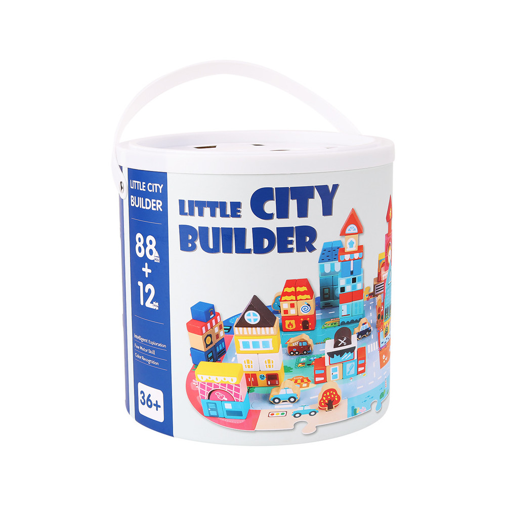 Дървен конструктор "Little City Builder" - Комплект от 100 части - Image 3