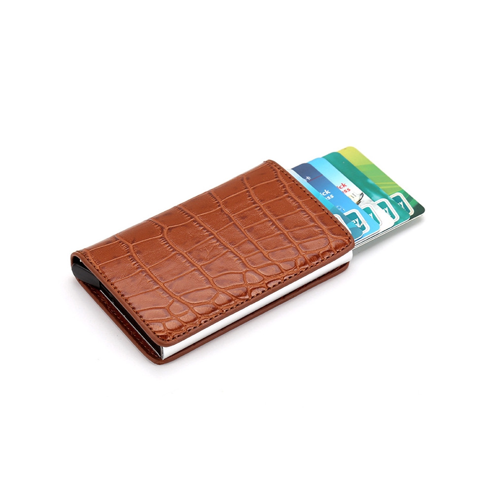 Портфейл от Крокодилска Кожа с RFID Защита Кафяв