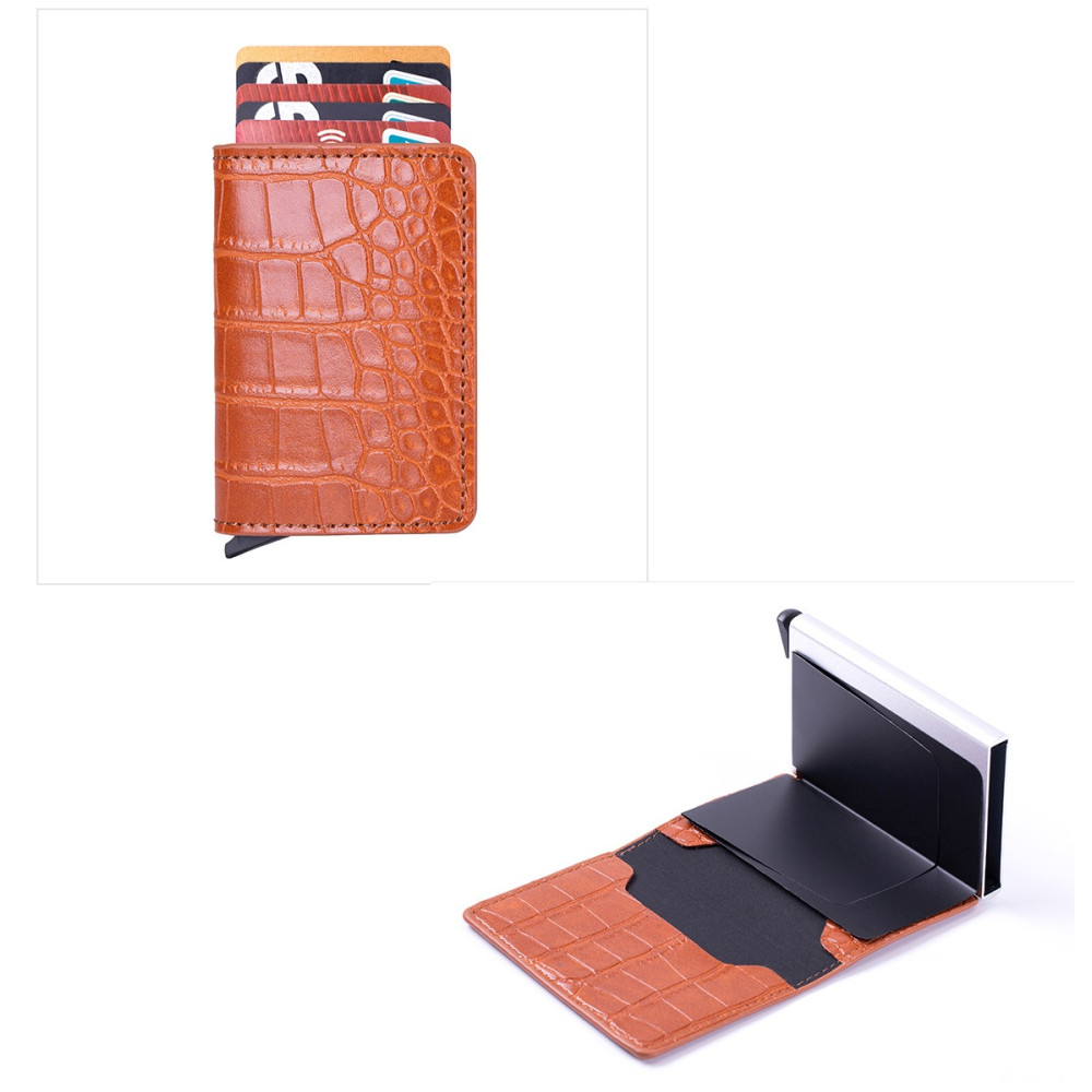 Портфейл от Крокодилска Кожа с RFID Защита Кафяв - Image 2