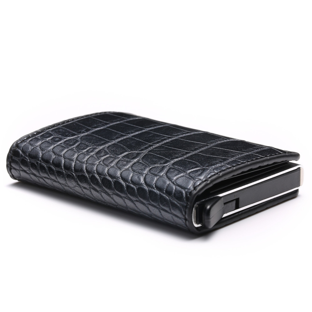 Портфейл от Крокодилска Кожа с RFID Защита Черен - Image 2