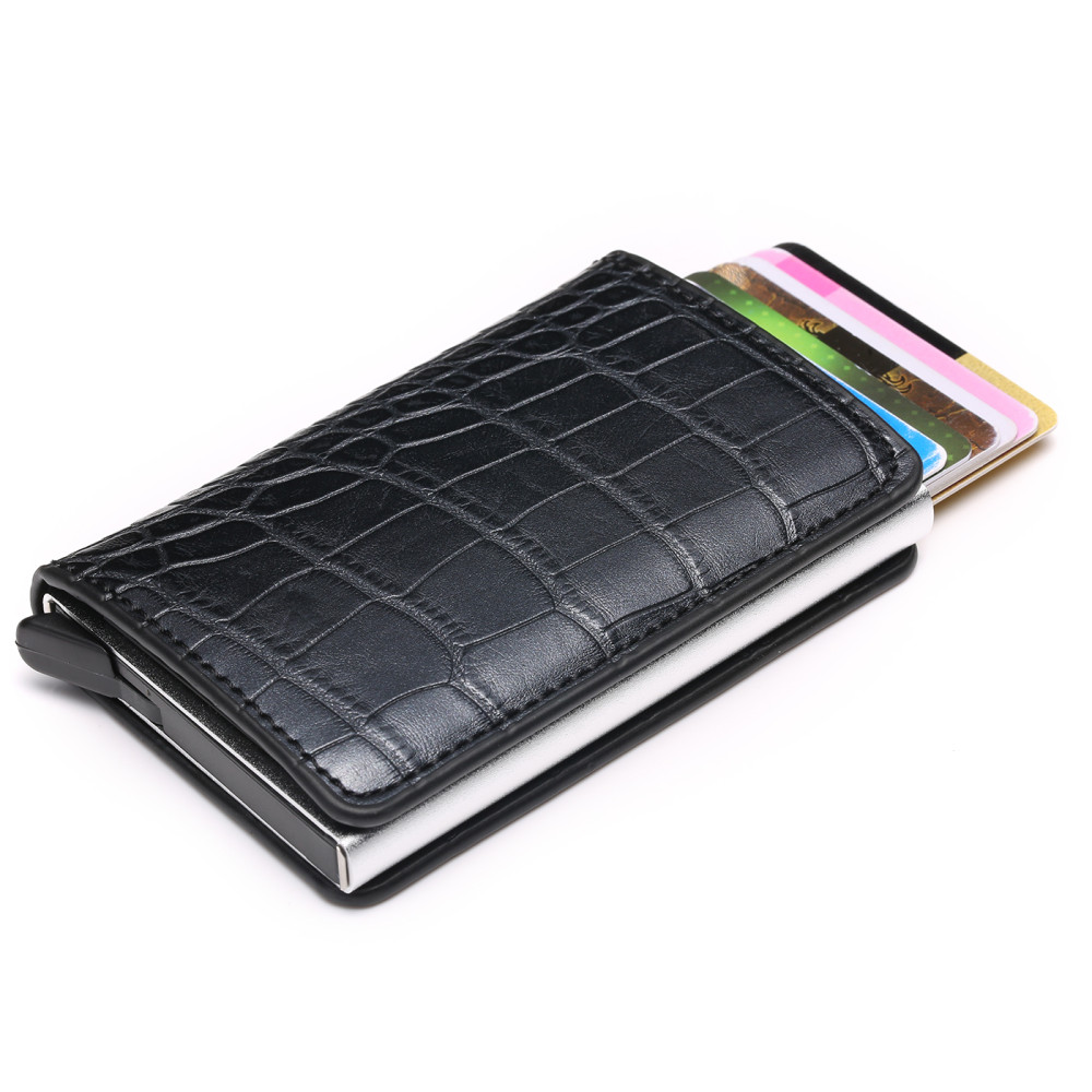 Портфейл от Крокодилска Кожа с RFID Защита Черен - Image 11