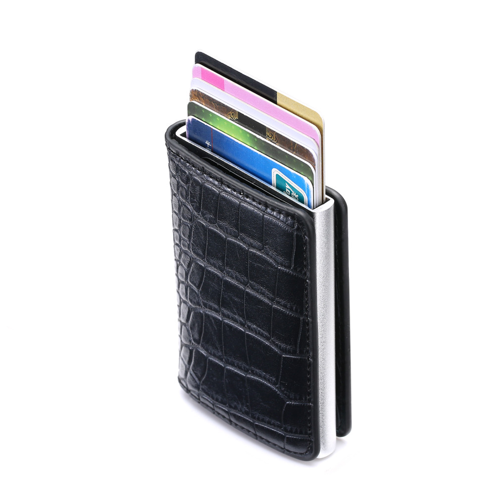 Портфейл от Крокодилска Кожа с RFID Защита Черен - Image 10