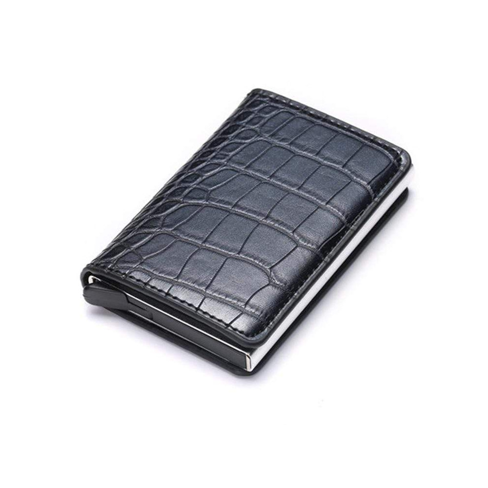 Портфейл от Крокодилска Кожа с RFID Защита Черен - Image 9