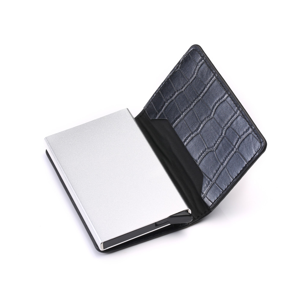 Портфейл от Крокодилска Кожа с RFID Защита Черен - Image 4