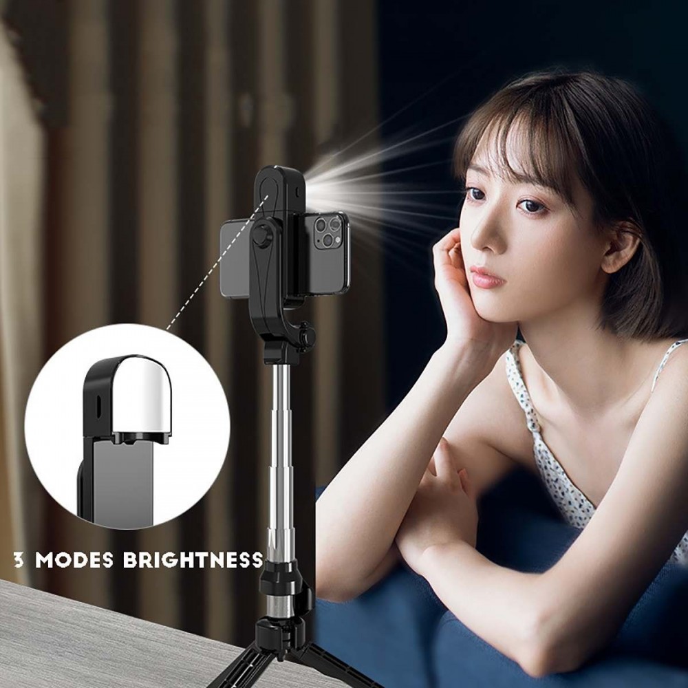 Компактен bluetooth, телескопичен селфи стик и трипод 2 в 1, с LED осветление - Image 11