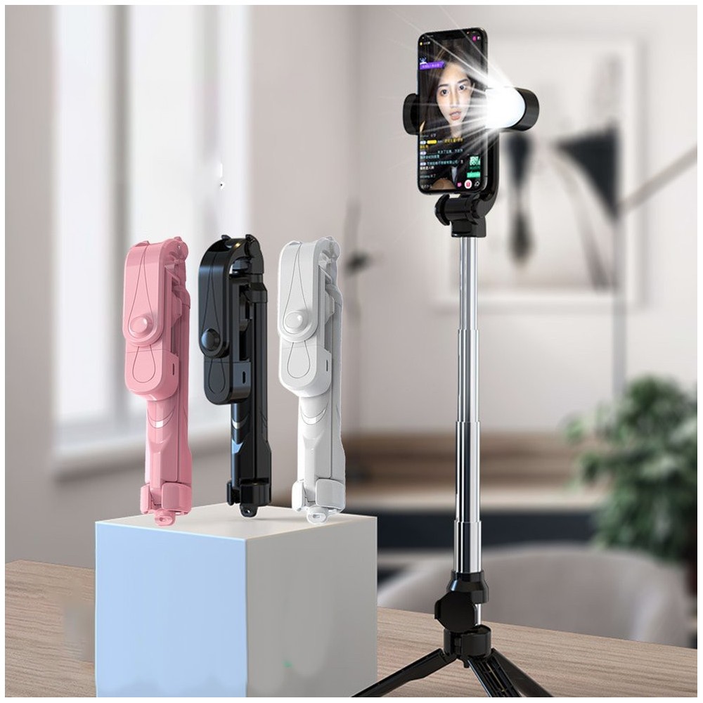 Компактен bluetooth, телескопичен селфи стик и трипод 2 в 1, с LED осветление - Image 8