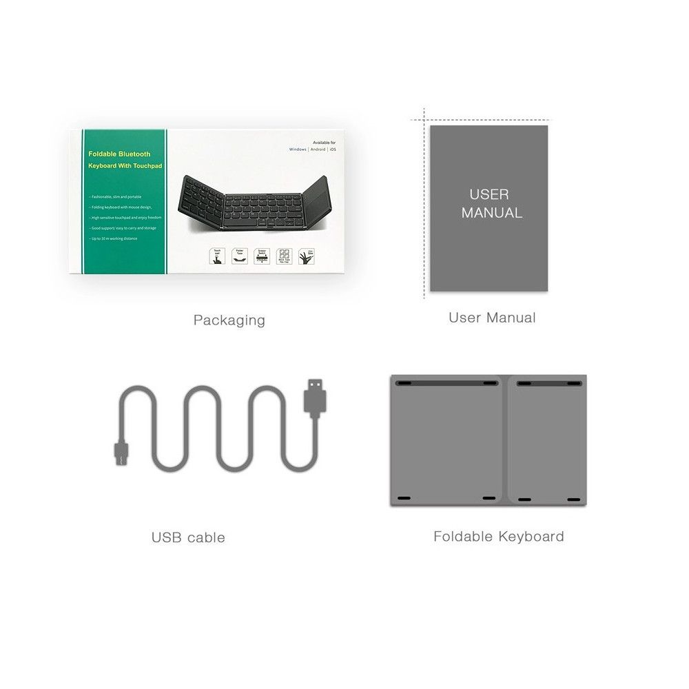 Безжична сгъваема клавиатура със сензорен панел за IOS Android Samsung Windows Ipad Tablet Notebook - Image 2