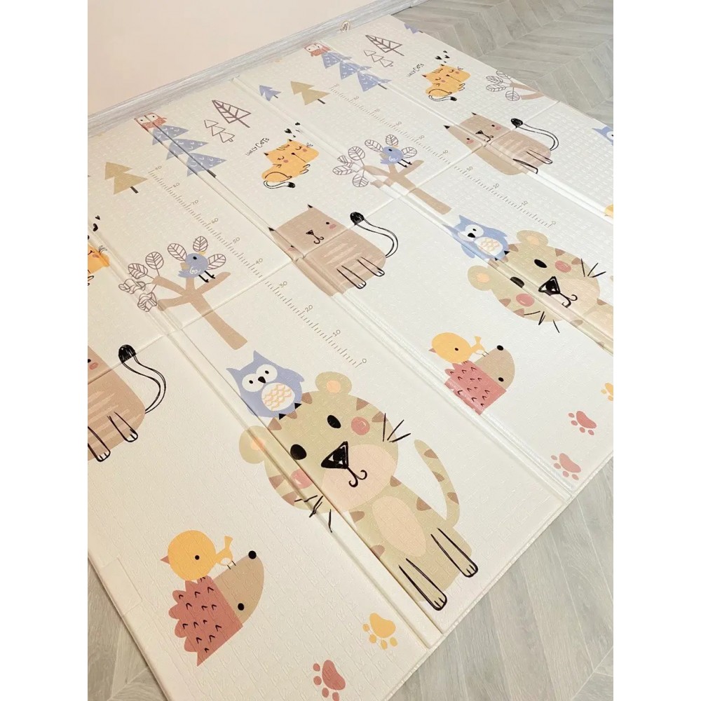 Сгъваемо детско килимче за игра, топлоизолиращо 180x200х1см - модел Лисица и Тигър - Image 5
