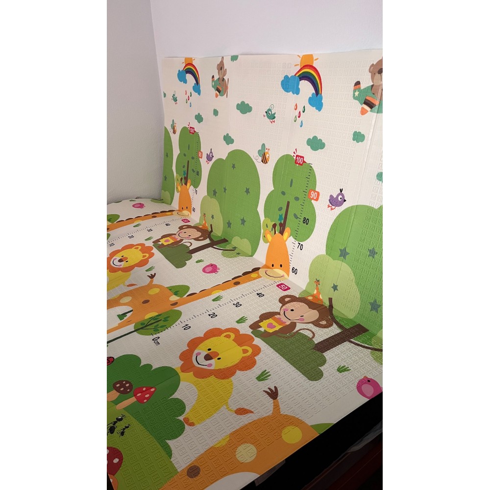Сгъваемо детско килимче за игра, топлоизолиращо 180x200x1cm - Жираф и Писта с ВЛАКЧЕТА - Image 18