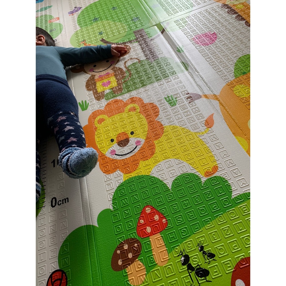 Сгъваемо детско килимче за игра, топлоизолиращо 180x200x1cm - Жираф и Писта с ВЛАКЧЕТА - Image 3