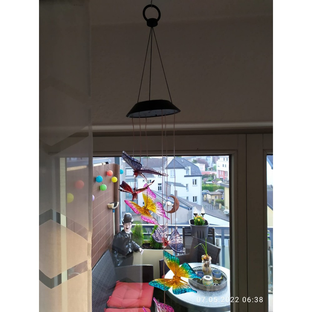 Светещи вятърни камбанки със соларен панел - Пеперуди - Image 2
