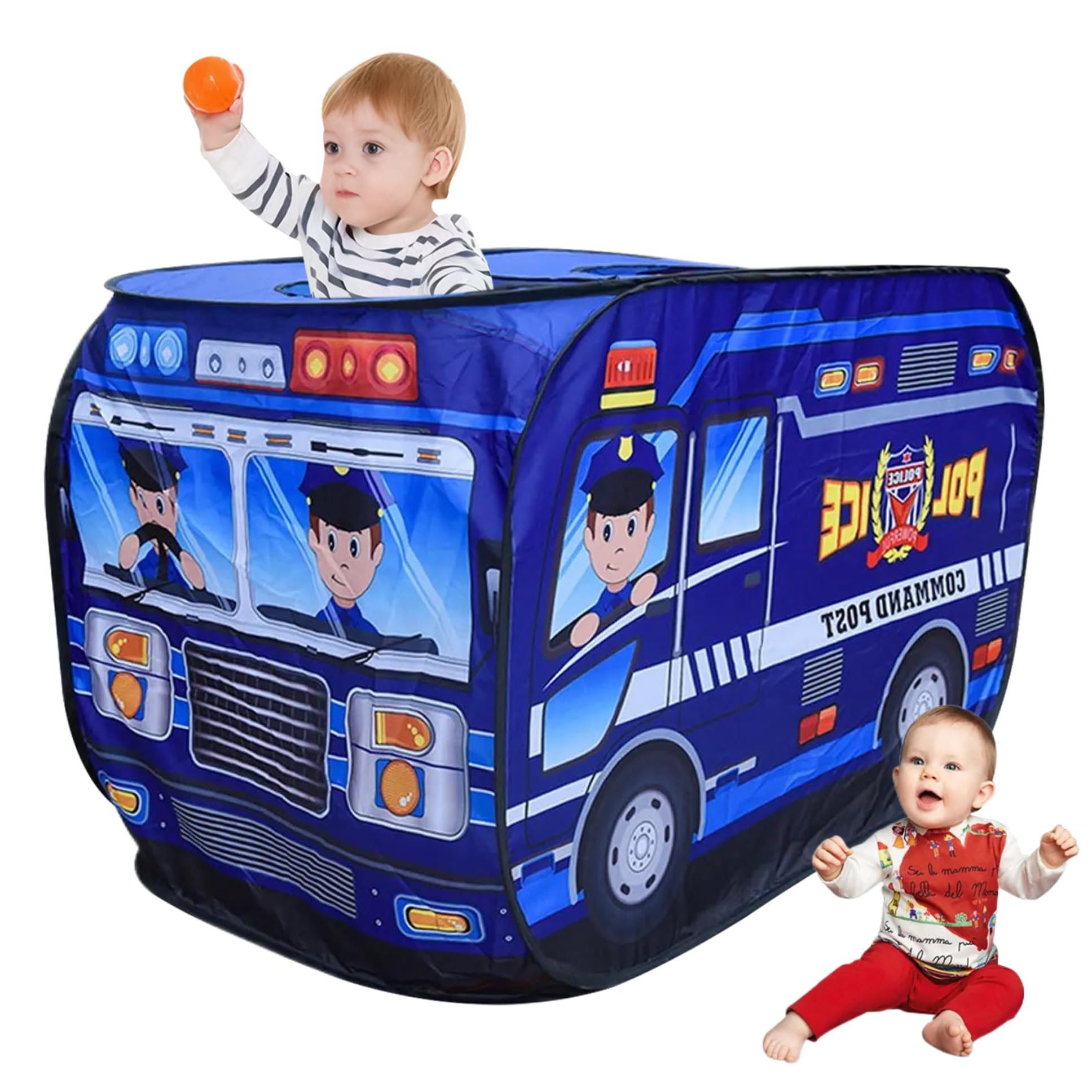 Детска Pop up Палатка Полицейски Бус Команден Пост за Игра над 3 Години
