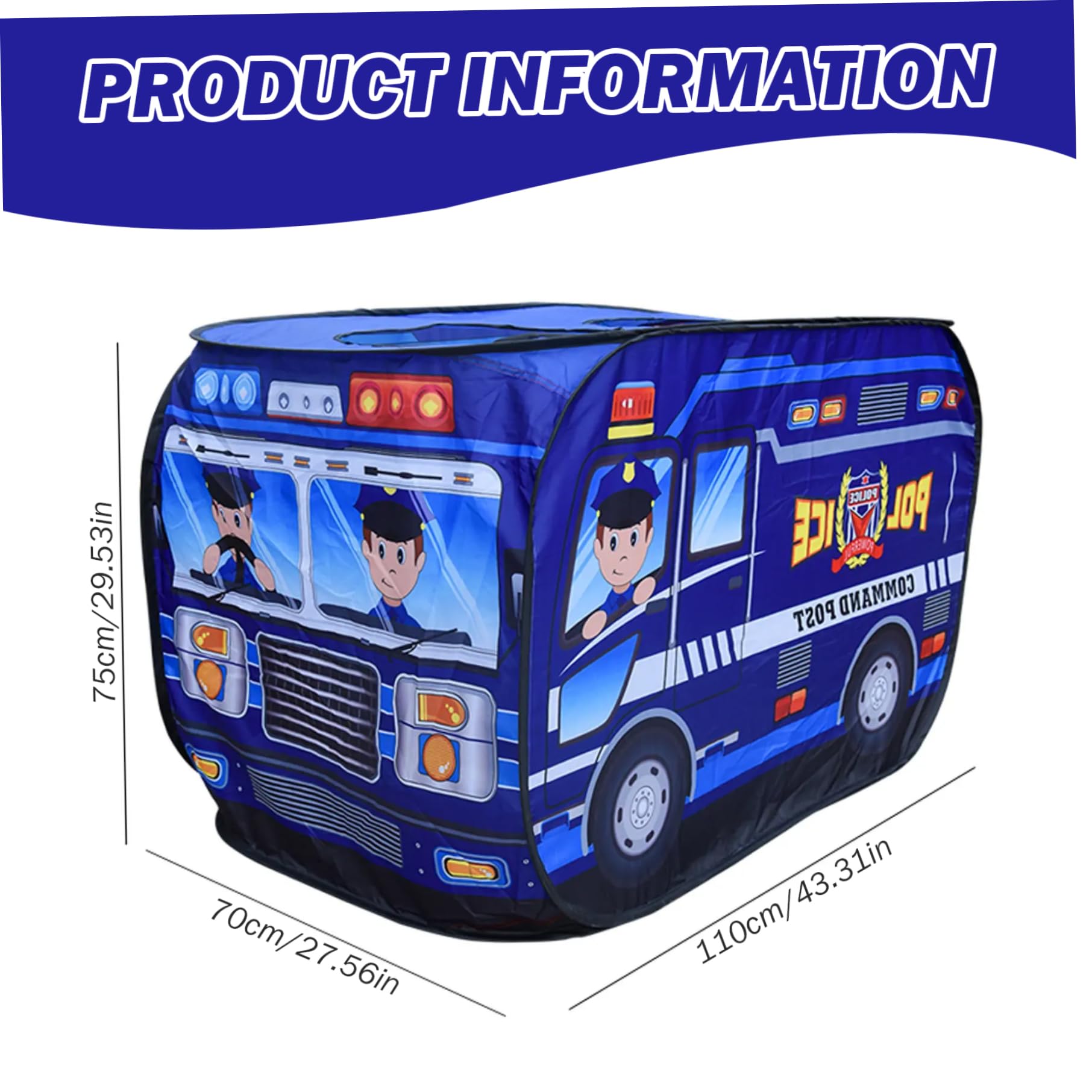 Детска Pop up Палатка Полицейски Бус Команден Пост за Игра над 3 Години - Image 5