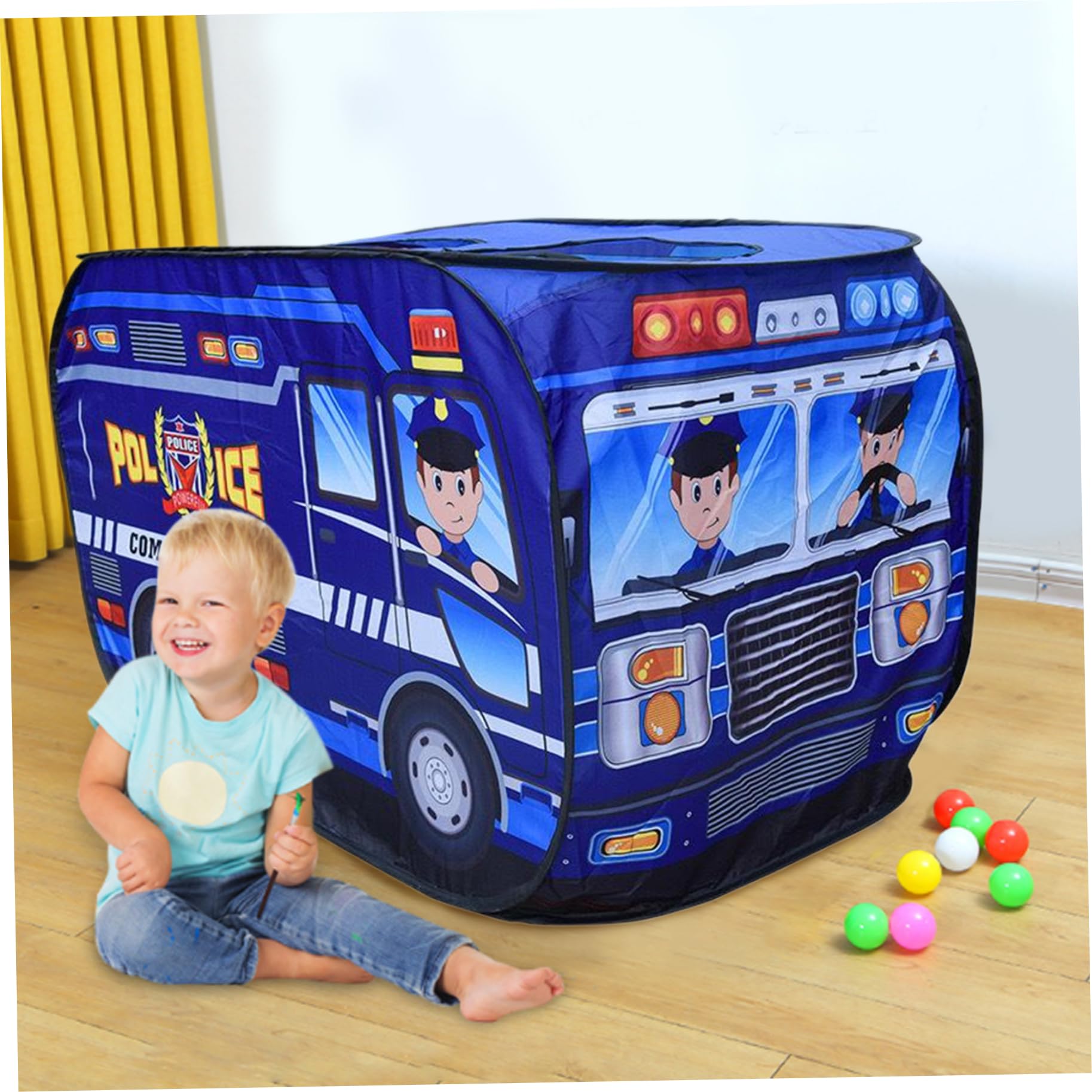 Детска Pop up Палатка Полицейски Бус Команден Пост за Игра над 3 Години - Image 2