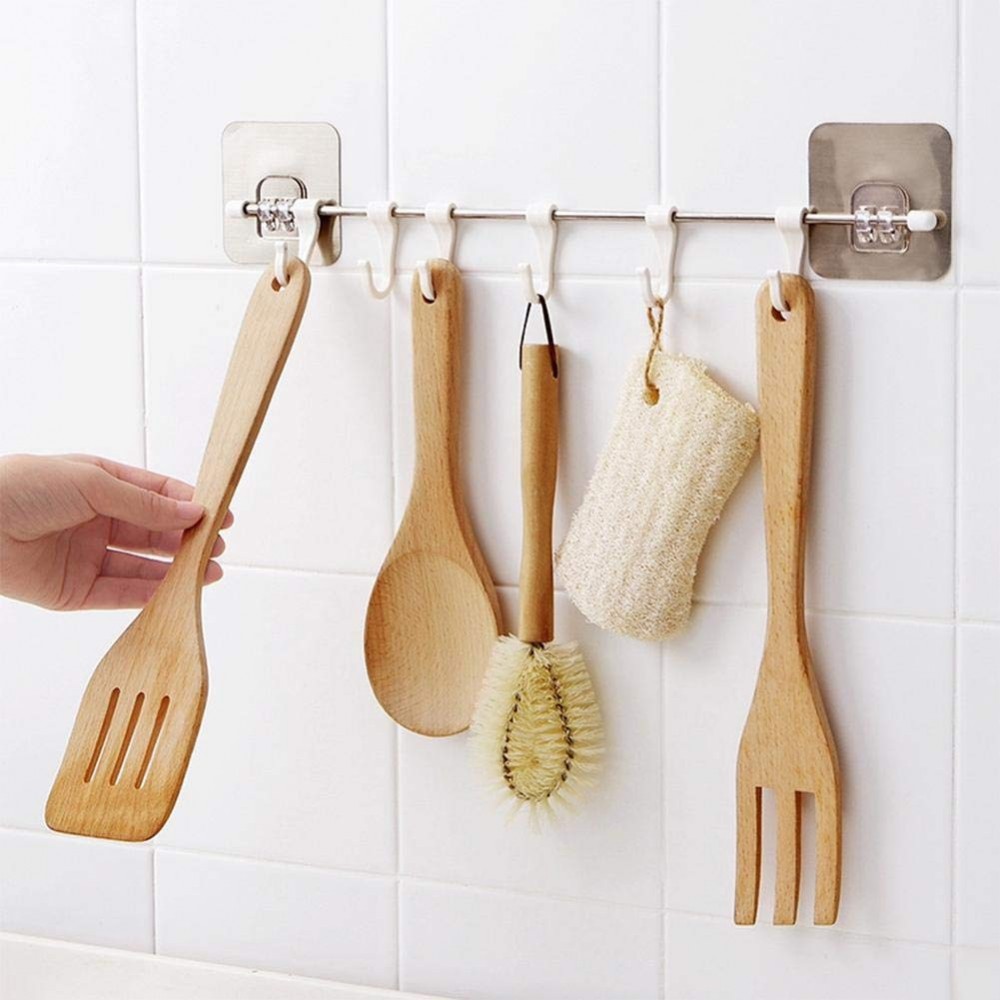 Закачалка за кухненски прибори с 6 куки самозалепваща се - Image 8