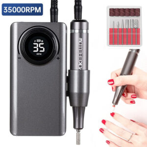 Фреза за нокти, за маникюр-педикюр, електрическа пила за нокти 35000 RPM, безжична работа, с дисплей