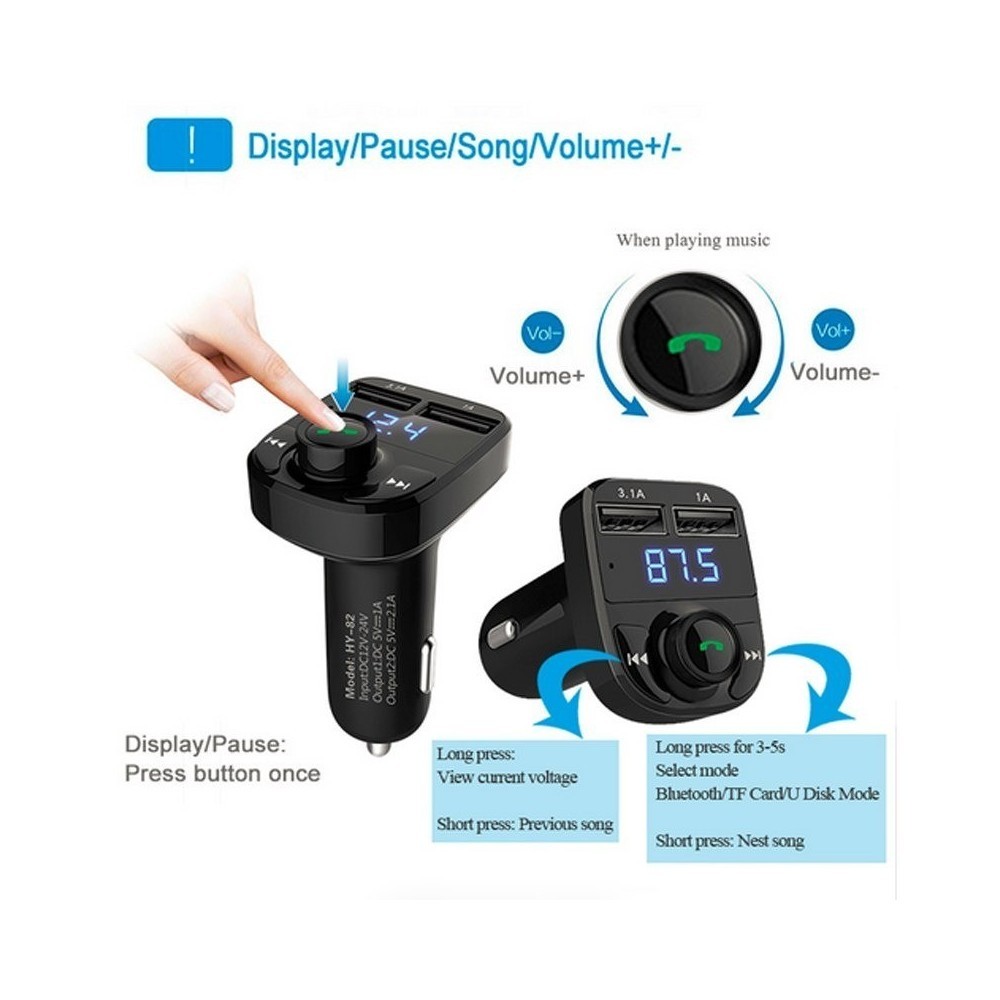 FM Трансмитер Bluetooth, USB, FM аудио предавател, MP3 плейър, Handsfree - Image 5