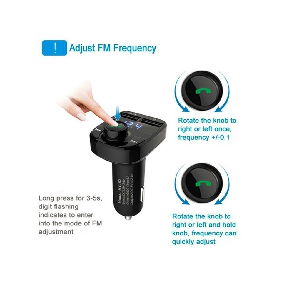 FM Трансмитер Bluetooth, USB, FM аудио предавател, MP3 плейър, Handsfree - Image 6