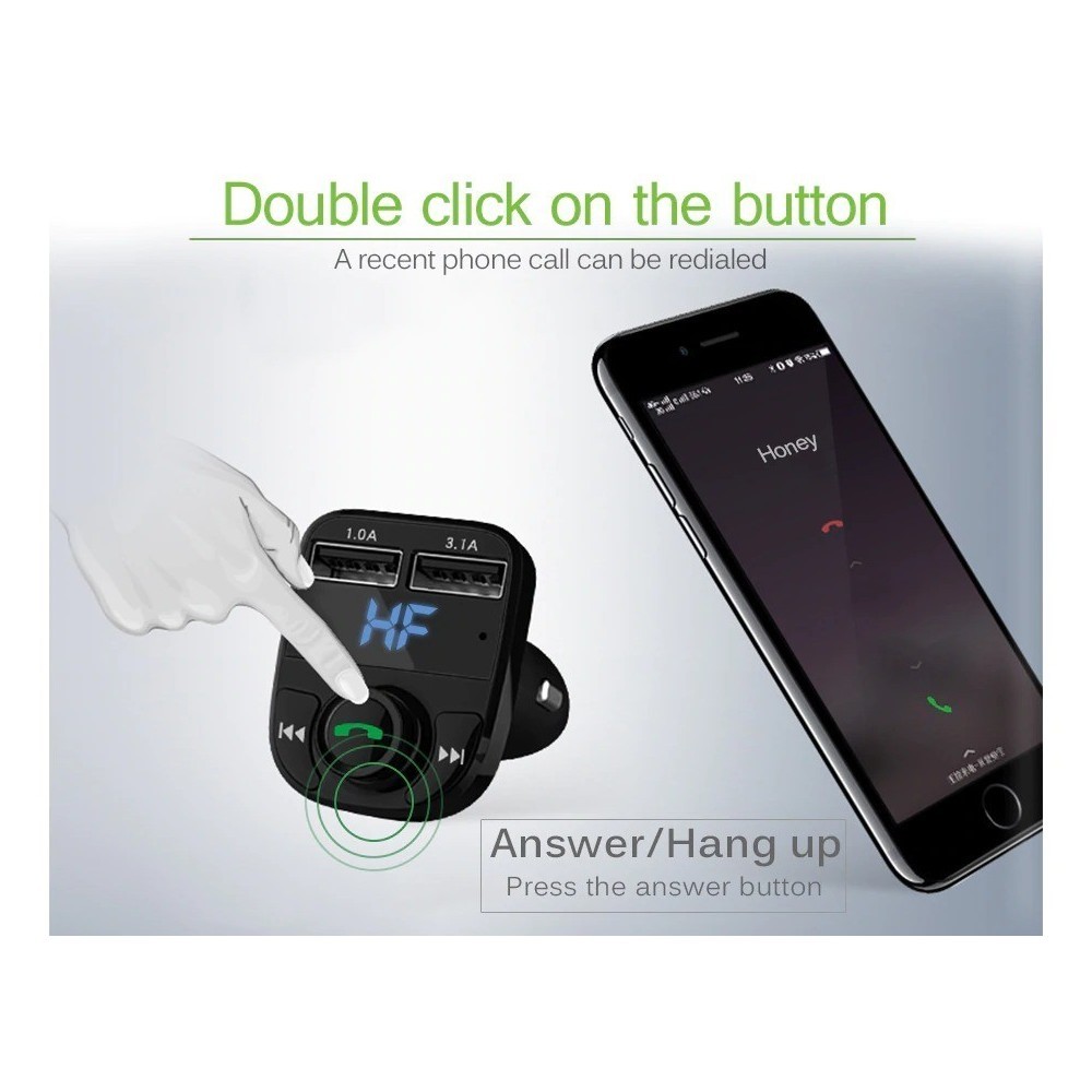 FM Трансмитер Bluetooth, USB, FM аудио предавател, MP3 плейър, Handsfree - Image 10