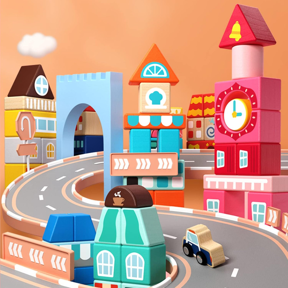 Дървен конструктор "Little City Builder" - Комплект от 100 части - Image 9