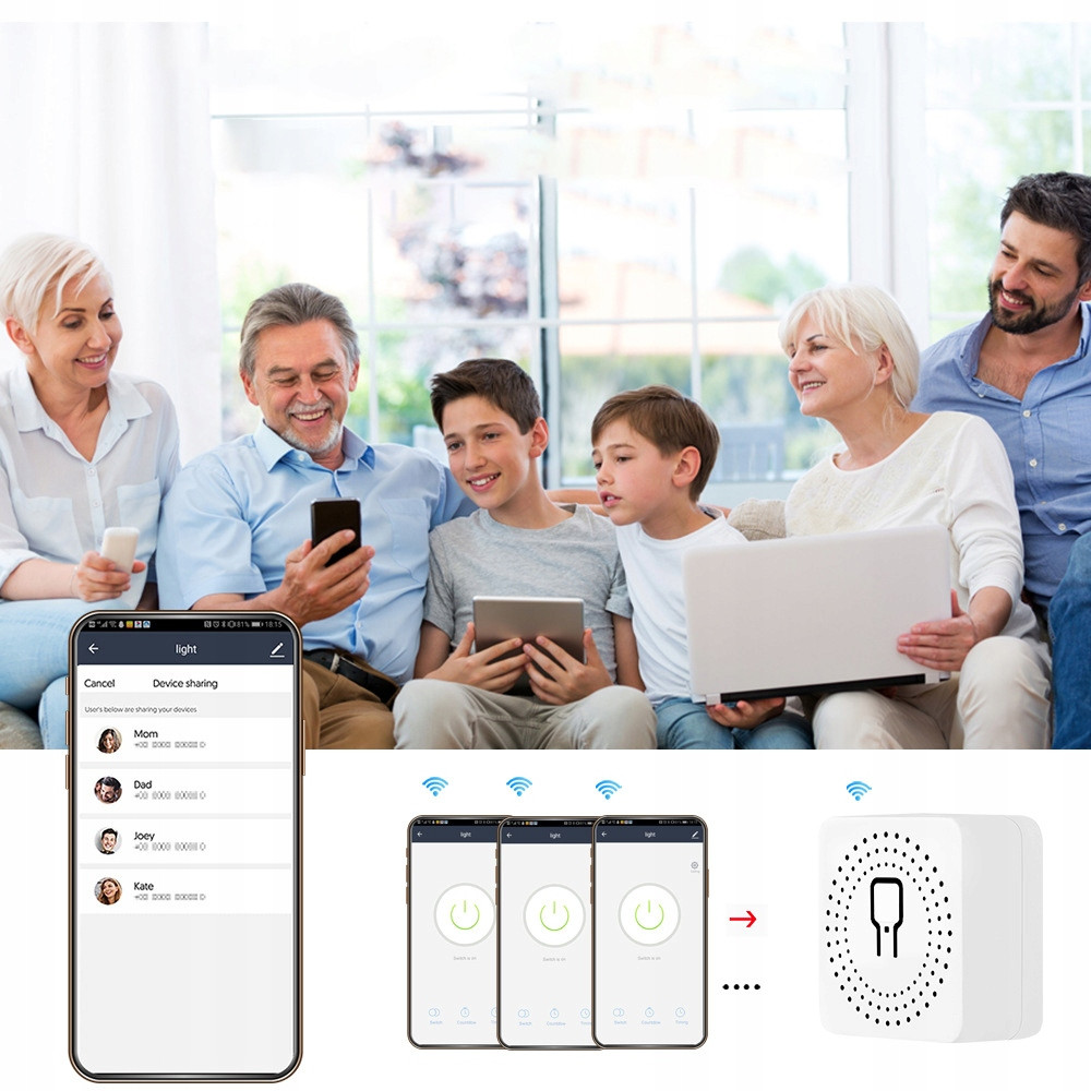 Смарт WiFi превключвател с 16A реле, смарт модул за осветление - двуканален - Image 5