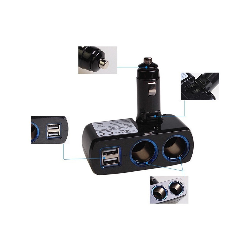 Разклонител на запалка, 2 гнезда за запалка и 2 броя USB за зареждане - Image 2