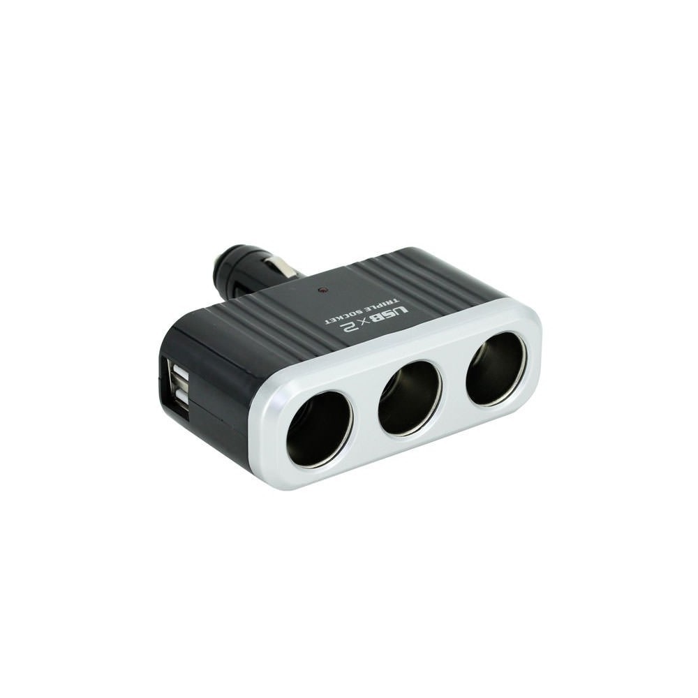 Разклонител за запалка на автомобил с 3 гнезда и USB изходи, 5V - Image 2