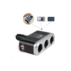 Разклонител за запалка на автомобил с 3 гнезда и USB изходи, 5V