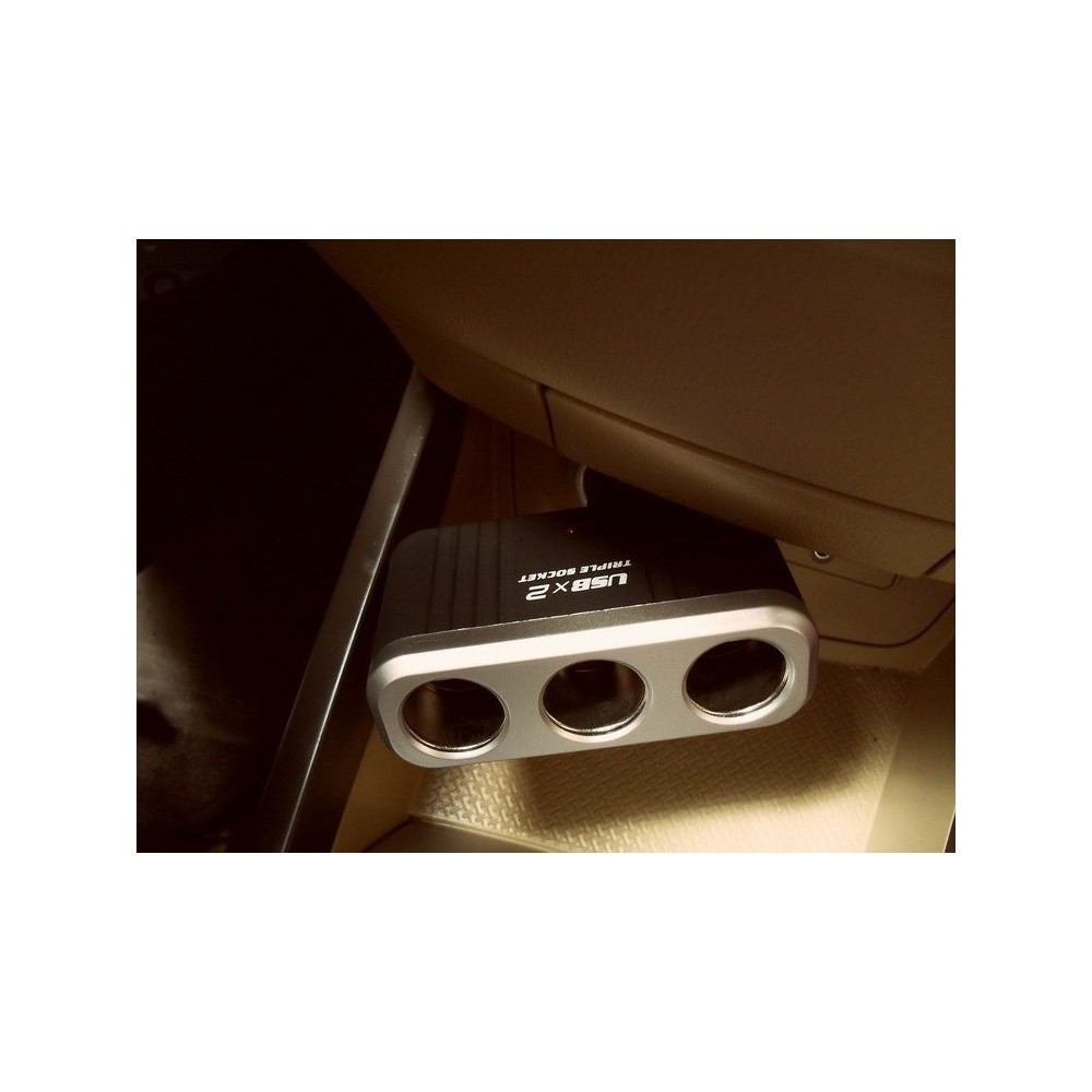 Разклонител за запалка на автомобил с 3 гнезда и USB изходи, 5V - Image 5