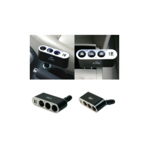 Разклонител за запалка с 3 гнезда и USB, 12V-24V, Твърдо рамо