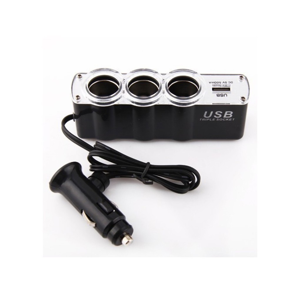 Разклонител за запалка с 3 гнезда и USB слот, 500mA - Image 3