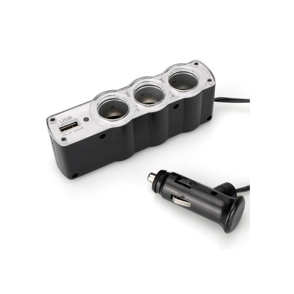Разклонител за запалка с 3 гнезда и USB слот, 500mA - Image 5