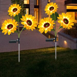 Соларна градинска лампа Троен слънчоглед с 3 LED цвята 74 см