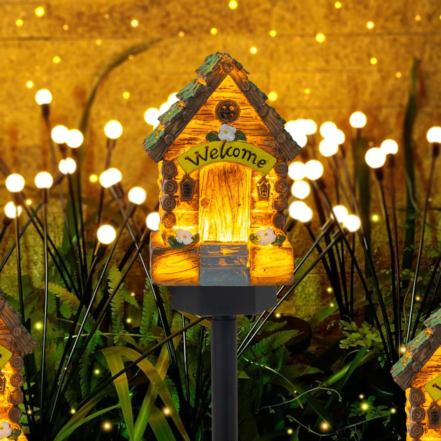 Светеща градинска фигура Горски дом със соларен панел и LED светлина - Image 6