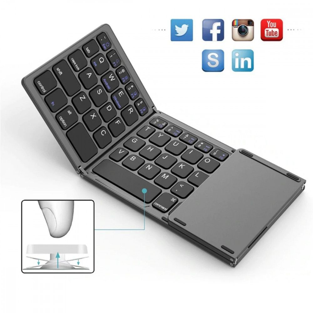Безжична сгъваема клавиатура със сензорен панел за IOS Android Samsung Windows Ipad Tablet Notebook - Image 6